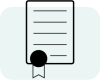 Icon of paper with ribbon in lower left corner