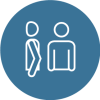 Icon of two people with one person facing away from the other