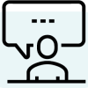 Icon of person with speech bubble